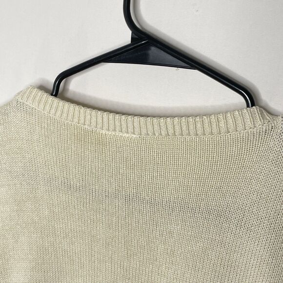 Vintage Women 3D Sweater Sz 20 Cable Knit Cottage Core Pastel Flower Accents - Picture 9 of 11